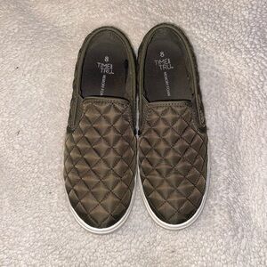 Green Quilted Slip-On Sneakers